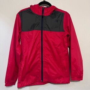 Boys 14-16 the northface hooded jacket red dark gray full zip